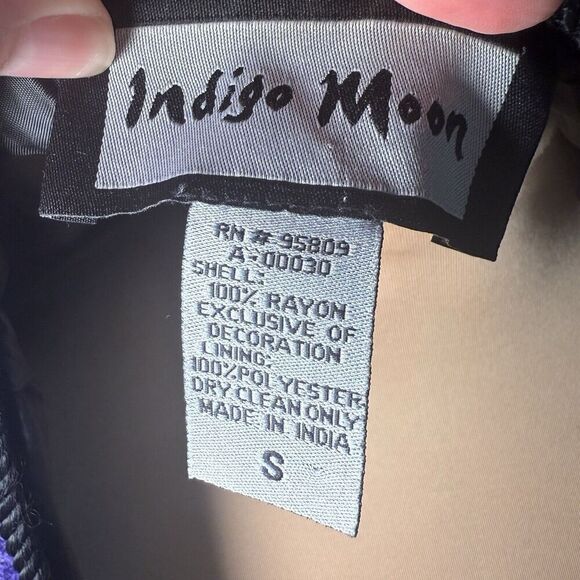 Indigo Moon SZ S Embroidered Chenille Jacket Artsy Beaded Art to Wear Whimsigoth - Picture 11 of 12